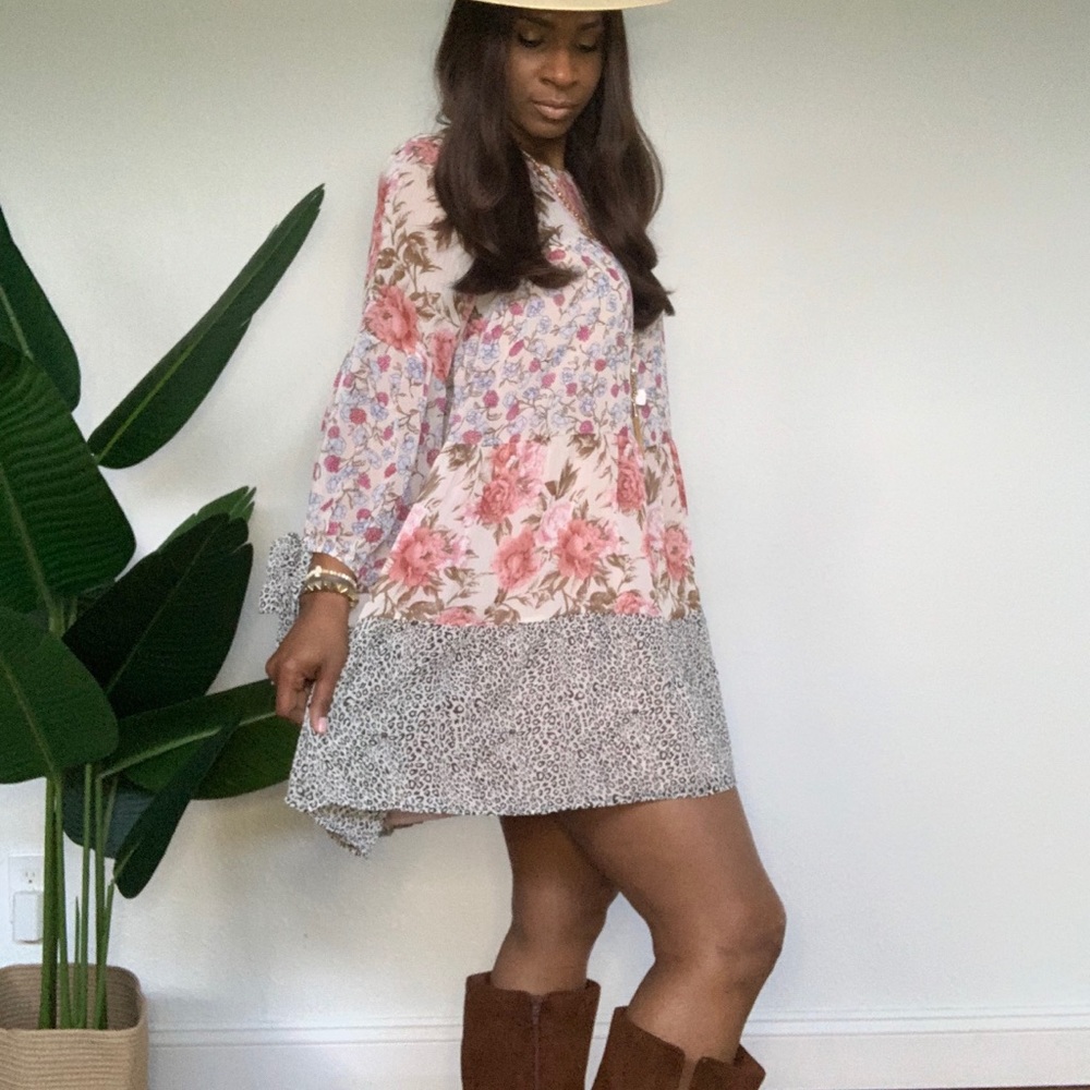 Floral Print Chiffon Dress